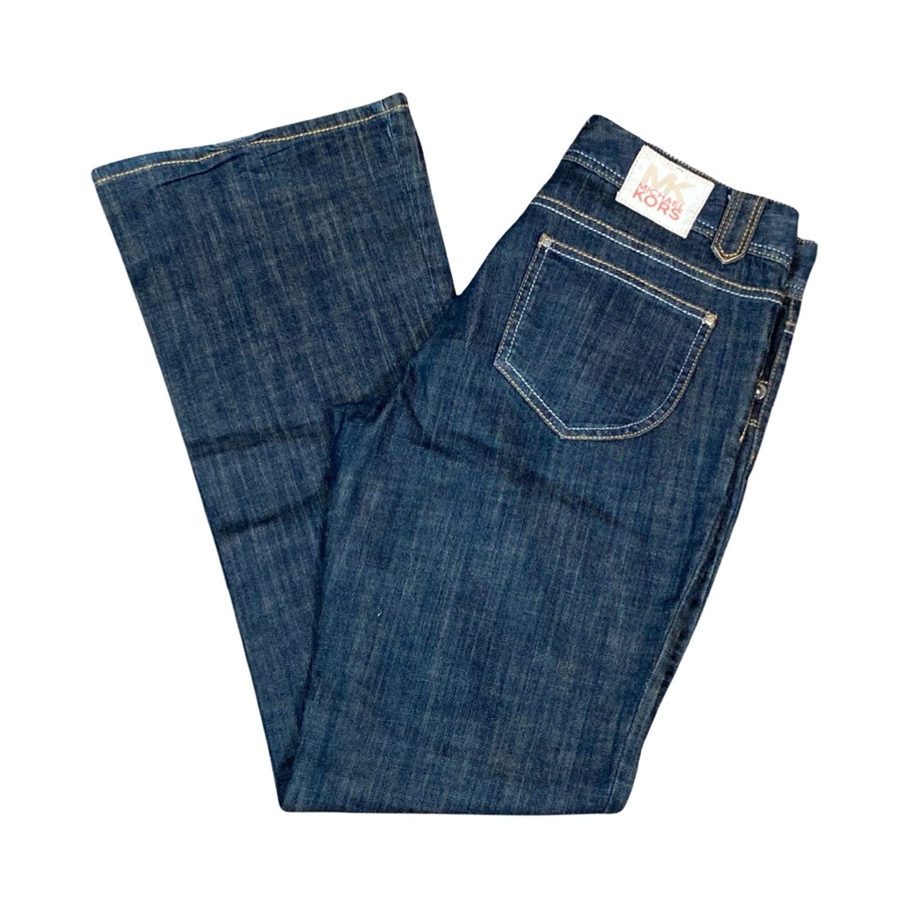 Michael Kors Womens Mid-Rise Wide Leg Trouser Jeans Size 8 Dark Wash Blue